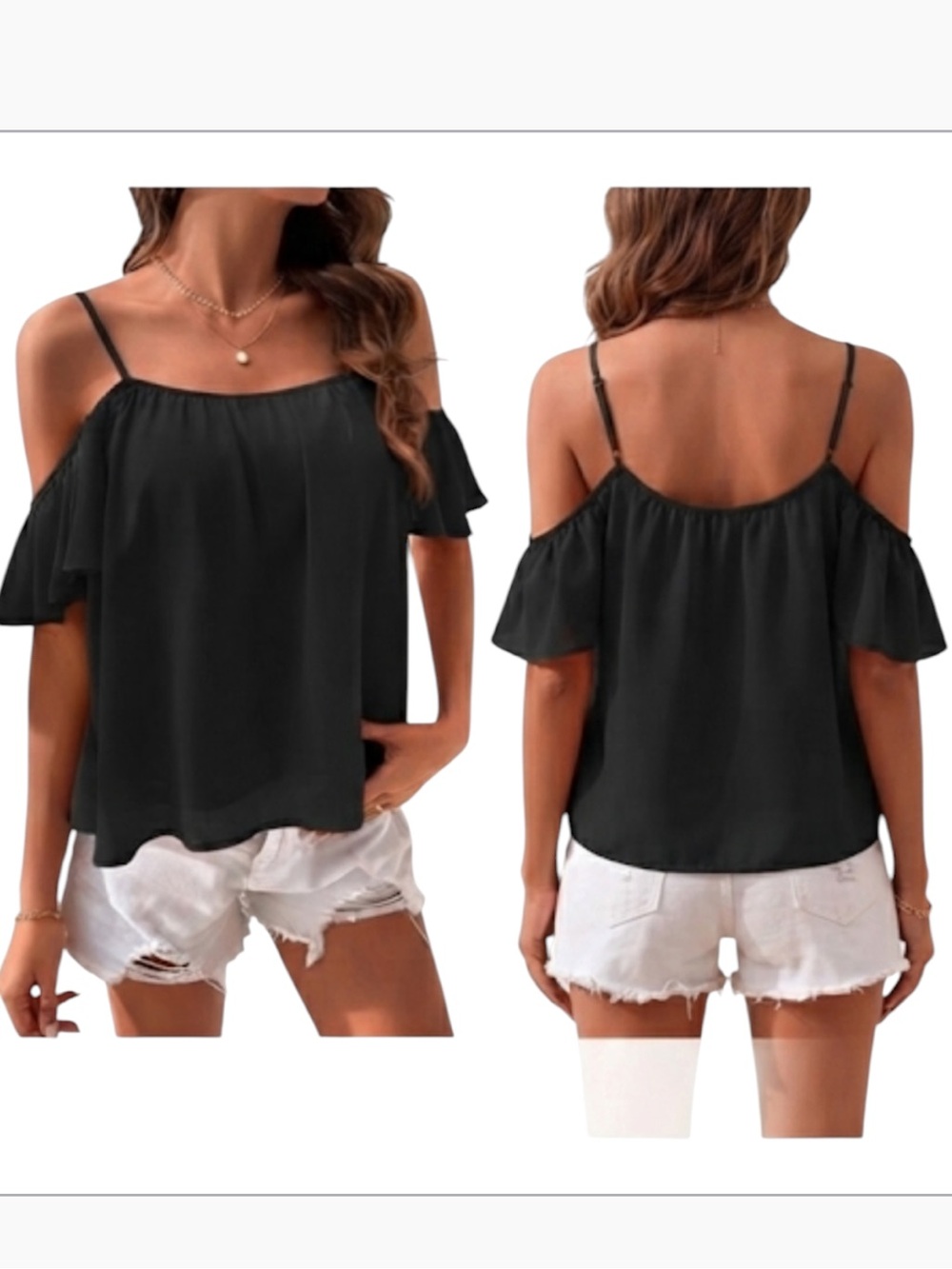 SHEIN VCAY Cold Shoulder Butterfly Sleeve Solid Blouse size XS NWT